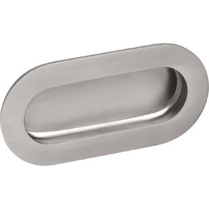 Technik Team Muschelgriff Edana Breite 102mm - Griffmuschel zum Einlassen - ovaler Griff, Edelstahl gebürstet
