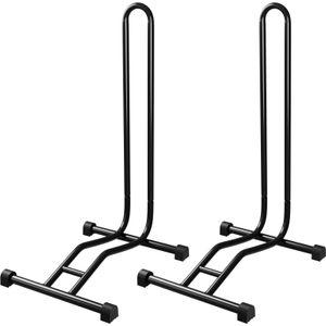 2x WELLGRO Fahrradständer - Stahl, sicherer Stand - Farbe schwarz, weiß oder silber wählbar, Farbe:Schwarz