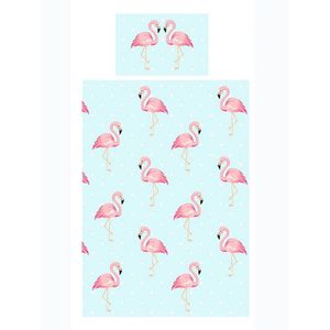 Bedding & Beyond - Bettwäsche-Set "Fifi", Flamingo AG1238 (Doppelbett) (Türkis/Weiß/Pink)