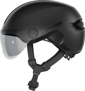 ABUS Stadthelm HUD-Y ACE - stylischer Fahrradhelm mit Visier und magnetischem, aufladbarem LED-Rücklicht - für Damen und Herren - Schwarz, Größe L (57-61 cm) ABUS Stadthelm HUD-Y ACE - stylischer Fahrradhelm mit Visier und magnetischem, aufladbarem LED-Rücklicht - für Damen und Herren - Schwarz, Größe L (57-61 cm)