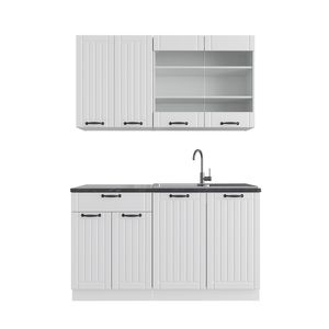 Vicco Single kitchen Fame-Line, 140 cm without worktop, White country / white