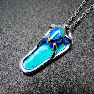 Australischer Opal Flip Flop Sandale Schildkröte Anhänger Halskette 925 Sterling Silber als Geschenk