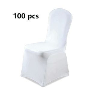 Fiqops 100 Stück Universell Stuhlhussen Stretch Weiß Stuhlbezüge Moderne Stretchhusse für Hochzeiten und Feiern Geburtstag Dekoration