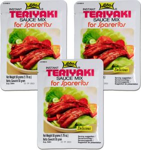3er Pack LOBO Teriyaki Sauce Mix (3x 50g) | Marinade-Mix für Spareribs