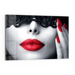 DEQORI Magnettafel Glas 90x60 cm 'Maskierte Schönheit' beschreibbar Whiteboard