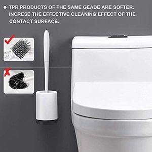 Toilettenbürste, weiche TPR-Toilettenbürste mit Kunststoffgriff und Halter, an der Wand montiert, schnell trocknend, keine Sackgassen, starke Reinigung (Wandmontage)