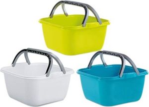 Plastový štvorcový drez IDRA 35 cm (13 l) s držadlami mix farieb