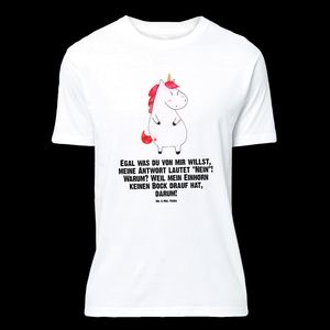 Mr. & Mrs. Panda Größe M T-Shirt Einhorn wütend - Weiß - Geschenk, Schlafshirt, Einhorn Deko, Unicorn, Einhörner, Tshirt, Büro, Geburstag, Pegasus, Herrn