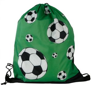Turnbeutel Fußball mit schwarzer Kordel aus Polyester