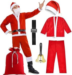 Kostümheld® 6 in 1 Nikolauskostüm - Weihnachtsmannkostüm - Santa Costume - für Weihnachten - Nikolaus - Weihnachtsmann - Santa Claus - Erwachsene