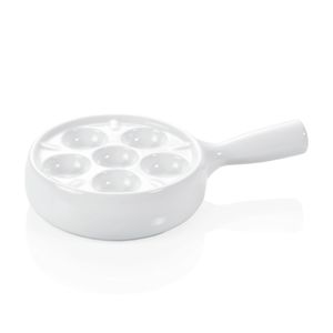 Panvica na 6 slimákov Ø 12 cm, s rukoväťou, biela, porcelán