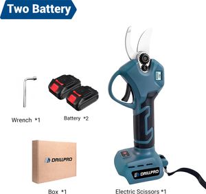 Elektrické nožnice Drillpro, bezkartáčový motor, 500 W, priemer rezu 35 mm, čepeľ z uhlíkovej ocele SK5, akumulátorové nožnice s 2 nabíjateľnými batériami