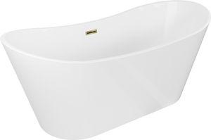 Mexen Montana freistehende Badewanne 180 x 90 cm, weiß, Überlauf gold - 52011809000-50
