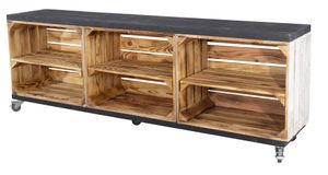Rustikales TV Lowboard mit 6 Fächern, 150x53x30cm Holzbohlen Weinkisten Paletten