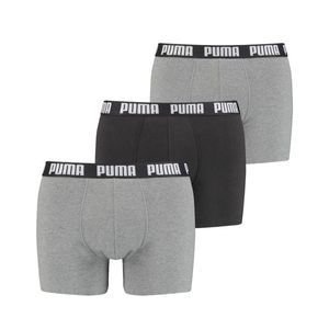 Pánske boxerky PUMA, 3-pack - Everyday Boxers, bavlnené strečové nohavice, obyčajná sivá/tmavosivá L