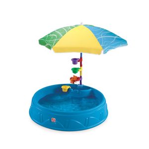 Step2 Play and Shade Planschbecken mit Sonnenschirm und Zubehör | Garten Wasser Spielzeug aus Kunststoff für Kinder in Blau | Planschbecken ohne Luft klein