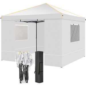 Faltpavillon 3x3m Pop Up Pavillon Faltbar mit 4 Seitenwänden, wasserdicht,UV-Schutz 50+ Gartenzelt Partyzelt, Gartenpavillon,inkl .Tasche, Beige