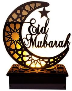 Ramadán Dřevěné měsíční pohádkové světlo, DIY Mubarak Ramadán Stolní ozdoba Lampa pro muslimský festival Eid Dekorativní domácí strana