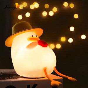 Nachtlicht Kinder, Silikon Ente Nachtlicht mit Timer und Touch, 3 Lichtmodi, Dimmbar Stilllicht, Kinderzimmer Deko Schlaflichter