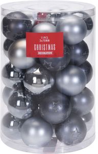 Weihnachtskugeln 70mm in Plastikbox - 33 Stück - Farbe: Silber