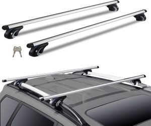 Univerzálny strešný nosič VEVOR, 132 cm (52 palcov), hliníkový strešný nosič, vhodný pre zvýšené bočné lišty s medzerou, nosnosť 90 kg, nastaviteľné priečniky