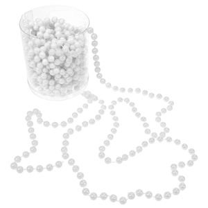 8m Perlengirlande Perlenkette Perlen 8mm Perlenschnur Baumschmuck Deko Kette, Farbe:weiß