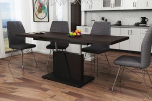 Grand Noir Couchtisch ausziehbar höhenverstellbar 120-180cm in Walnuss Wenge - Schwarz matt modern vielseitig Wohnzimmertisch Esstisch Beistelltisch Sofatisch platzsparend hochwertig Wohnzimmer