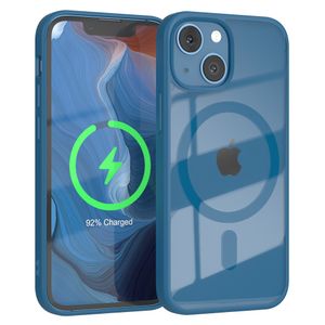 EAZY CASE - Premium TPU Hülle kompatibel mit Apple iPhone 13 Mini kompatibel mit MagSafe, Silikonhülle mit Kameraschutz, Transparent / Blau