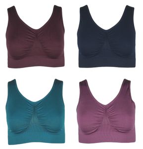 J-Line Damen Komfort BH 4er Pack seamless Bustier Top Shirt BH;Violett,XL