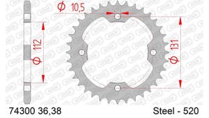 AFAM Kettenrad 74300-38 hinten Stahl