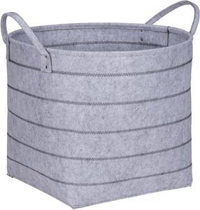 WENKO Filz Aufbewahrungskorb Nella Grau, XL, Korb mit 2 Tragegriffen, Grau, Polyester hellgrau