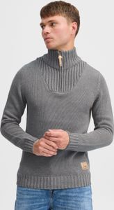 Solid SDPetro Herren Strickpullover Troyer Grobstrick Pullover mit Troyerkragen Rippbündchen Label-Details Baumwollmischung Regular fit