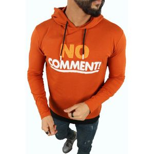 Herren Pullover Kapuzenpullover "No Comment" Pulli Kapzuensweatshirt Premium Hoodie Baumwolle L Orange