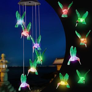 Kolibri Solar Windspiele für Draußen, LED Windspiele Garten Farbwechsel Solarbetriebene Windspiel, Muttertagsgeschenke