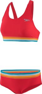 Speedo U-Back Bikini Damen Frauen Retro Style u-förmigen Rückenausschnitt, Farbe:Rot, Größe:46