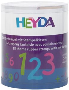 HEYDA Motivstempel Set "Zahlen" Klarsicht Runddose