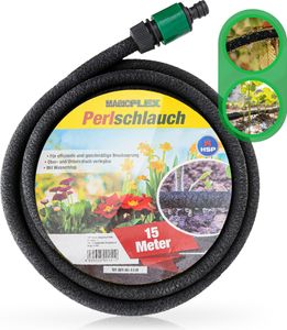 TELEWELT Perlschlauch [15 METER] - Gleichmäßige Tropfschlauch Bewässerung bis zum letzten Meter - Ober- und unterirdisch anwendbarer Tröpfchenschlauch