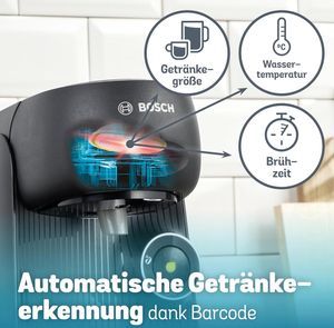 Bosch TAS162E Tassimo Finesse Kapselautomat, Intellibrew, 1400 W, Wassertank 0,7 L, real black