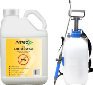 INSIGO 5L + 5L Sprüher Anti Ameisen Mittel Spray Gift gegen Stopp frei abwehren Bekämpfung Schutz