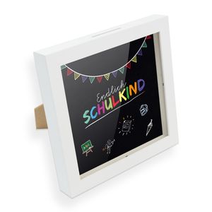 itenga Bilderrahmen Spardose Geldgeschenk Endlich Schulkind Schwarz Schulanfang