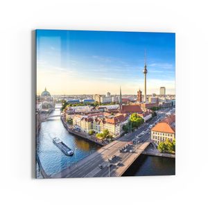 DEQORI Glasbild Echtglas 30x30 cm 'Berlin aus der Luft' Wandbild Bild modern Deko