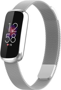 Strap-it Milanese Armband - Kompatibel mit Fitbit Luxe Armband Ersatzarmband Edelstahl - Magnetverschluss - Hochwertiges Material - für Armband Silber