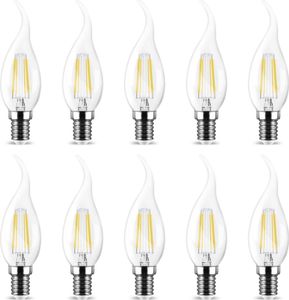10x Sparset E14 4 Watt LED Leuchtmittel Filament Kerze Flamme 400 Lumen Windstoß