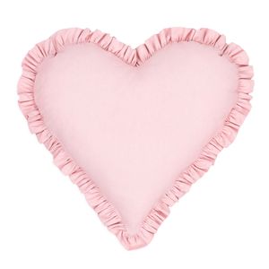 Herzkissen Deko Kissen Dekokissen rosa Herz mit Rüsche 40 cm Baumwolle handgenäht