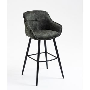 SHERLOCKBAR D barová židle, sada 2 kusů, tmavě zelená, kovový rám, prášková barva, 52,5x51x102 cm