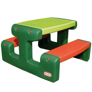 Little Tikes  Kindertisch mit 2 Sitzbänken für den Garten, Kunststoff, Grün/Rot