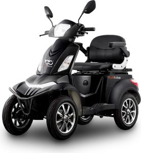 Elektrický skútr pro seniory BILI BIKE SHINO QUADRO GEL s homologací, čtyřkolka, 1000 W, baterie 60V 20Ah, 25 km/h, černý