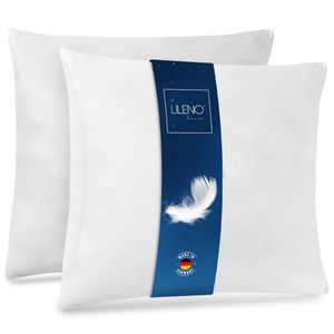 LILENO HOME Federkissen 80x80 cm [2er Set] - Kissen 80 x 80 cm aus Federn als Kopfkissen, Schlafkissen u. Bettkissen perfekt für Allergiker und Kinder - Federkernkissen mit je 1500 g Füllung