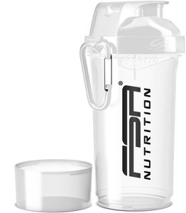 Protein Shaker 800ml mit Pulverfach für cremige Proteinshakes - FSA Nutrition - Weiß