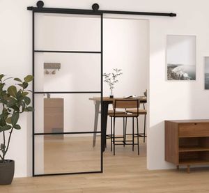 vidaXL Schiebetür mit Beschlag 90x205 cm ESG-Glas & Aluminium